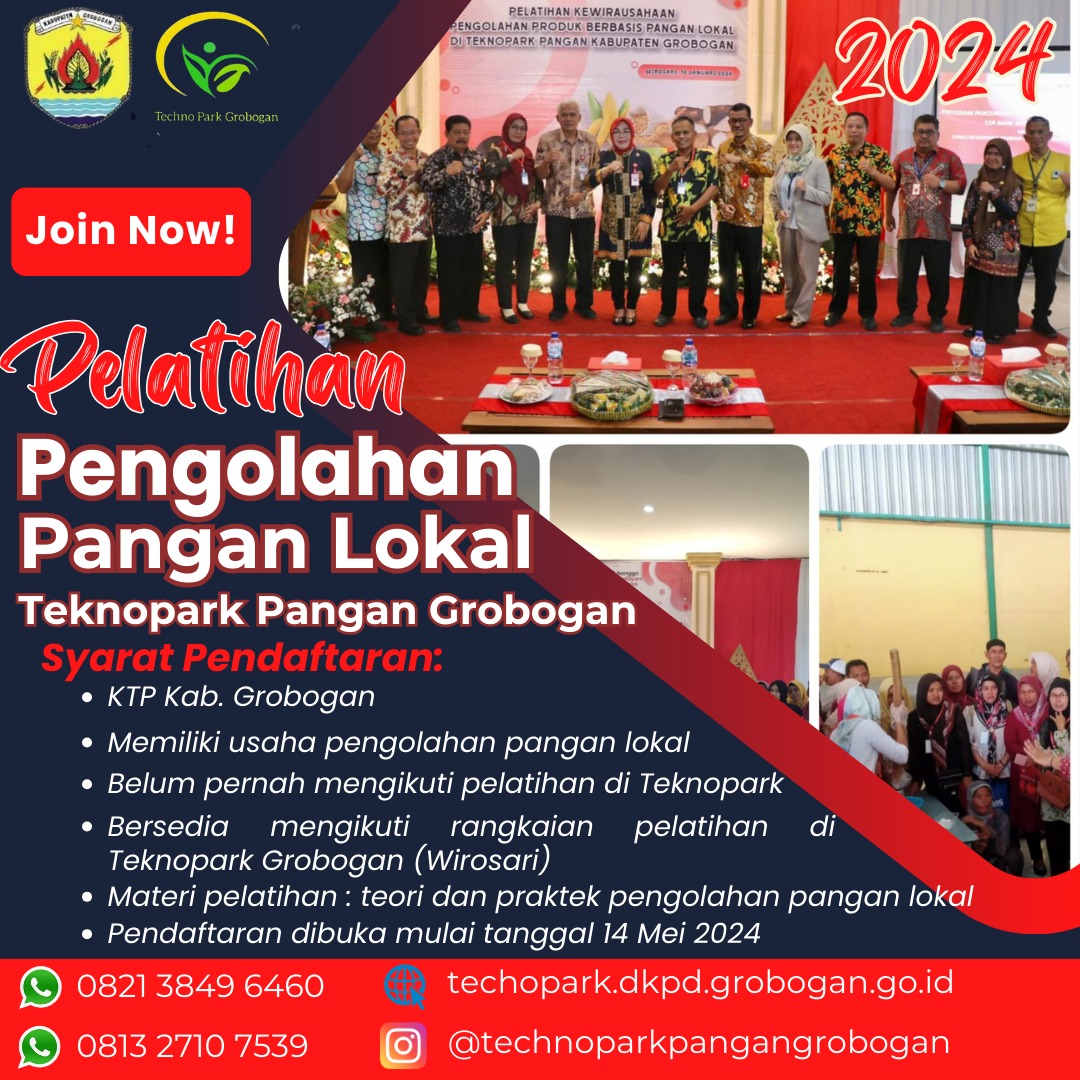 Pembukaan Pendaftaran Peserta Pelatihan Pengolahan Pangan Lokal Tahun 2024