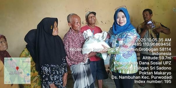 Wujudkan Kepedulian Sosial, Kelompok Lumbung Sri Sadono Nambuhan Salurkan Zakat